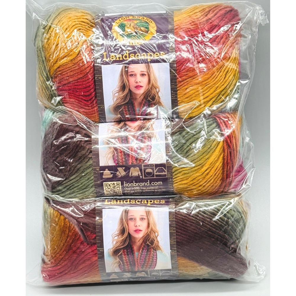 Lion Brand Landscapes Yarn Desert Spring 204 Acrylic Self Striping 3 Skeins